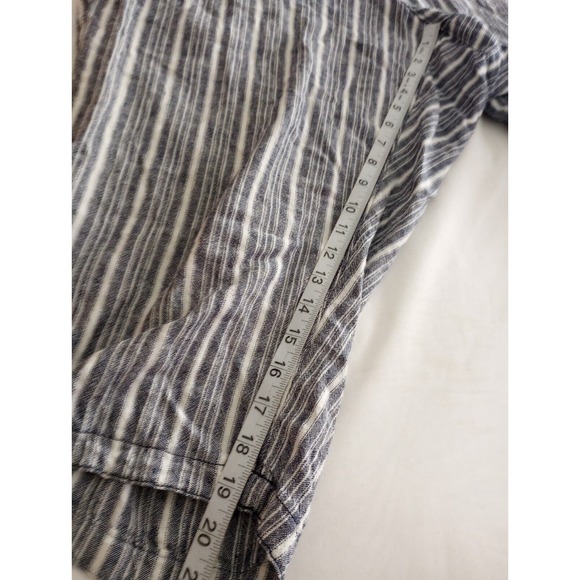 Lane Bryant Blue White Vertical Stripe Linen Crop Capri Pants Plus Sz 18 Beach - Picture 7 of 7